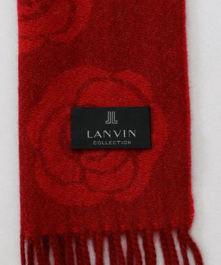 AURORA LANVIN COLLECTION（ランバン コレクション） カシミヤ１００％厚手柄ジャカードプチマフラー ワイン