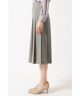 DAKS ビッグシャドーチェック セミフレアプリーツスカート カーキ