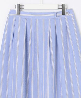 J.PRESS LADIES 【洗える】 セルロース タイプライター ストライプ フレアー スカート サックスブルー系1