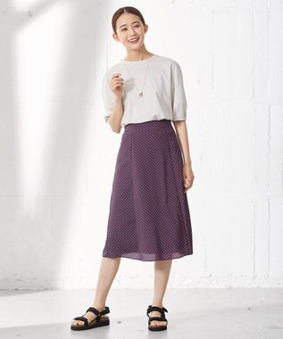 J.PRESS LADIES 【洗える】 ドットプリント フレアー スカート パープル系5