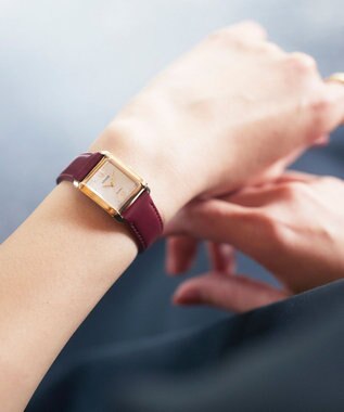 CITIZEN 【光発電エコ・ドライブ】ハンサムなスクエアケース 替えバンド付き ウォームゴールド レッド ウォームゴールド