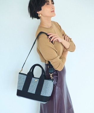 TOPKAPI 【Breath TOPKAPI】イタリアンフェルト ショルダー付 ミニ トートバッグ S チャコールグレー