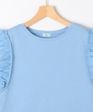 組曲 L Jazzy-Jersey フリル袖Ｔシャツ ブルー系