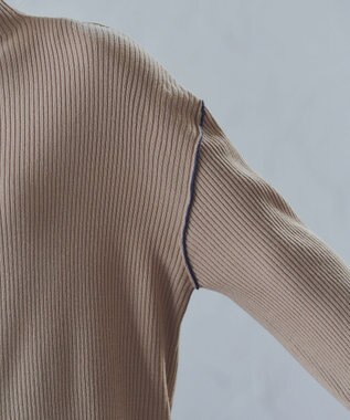 Tiaclasse 配色スリーブリブニットトップス ベージュ