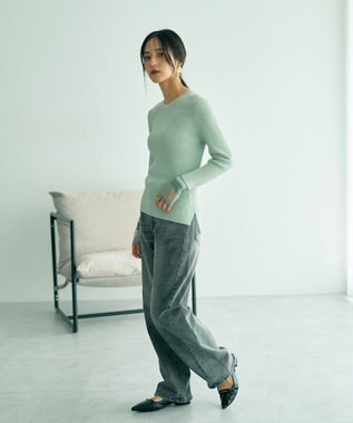 YECCA VECCA 袖口シアーリブニット Light Beige