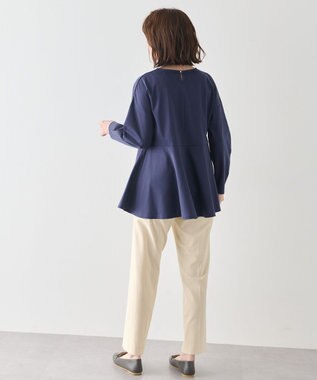 ANY ジョーゼット裏起毛ペプラムプルオーバー ネイビー