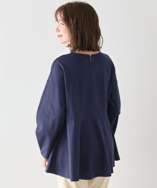 ANY ジョーゼット裏起毛ペプラムプルオーバー ネイビー