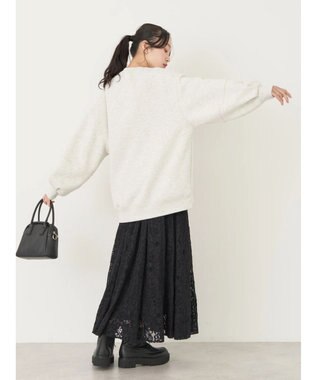 earth music&ecology 起毛レースフレアスカート Black