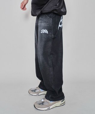 WEGO 【ウエスト紐で調整】イージーペインターグラフィックデニムパンツ 柄4