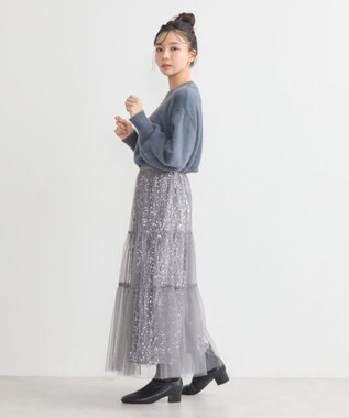 earth music&ecology マルチウェイスパンコールスカート Silver