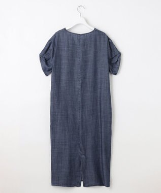 自由区 【洗える・XSサイズあり】テンセルリネンデニム ワンピース ネイビー系