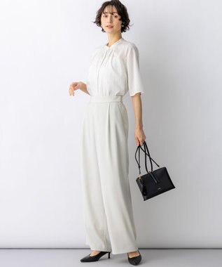 23区 【先行予約】ドライシアーストライプ フロントタック ブラウス ホワイト系