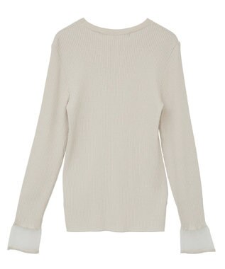 YECCA VECCA 袖口シアーリブニット Light Beige