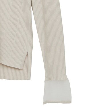 YECCA VECCA 袖口シアーリブニット Light Beige