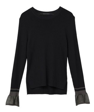 YECCA VECCA 袖口シアーリブニット Light Beige