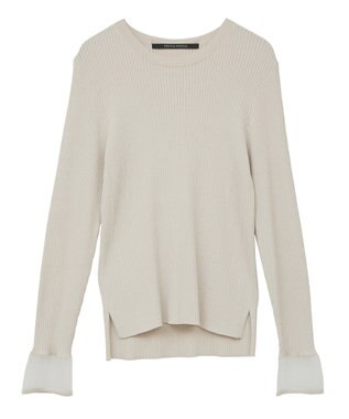 YECCA VECCA 袖口シアーリブニット Light Beige
