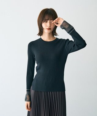 YECCA VECCA 袖口シアーリブニット Light Beige