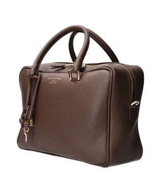 INTER-CHAUSSURES 【CHRISTIAN VILLA】ベーシックレザーハンドバッグ ダークブラウン