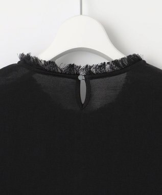 自由区 【カタログ掲載・洗える】フリンジディテールノースリーブ カットソー ブラック