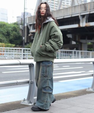 WEGO 【ユニセックス着用ITEM】2WAYフードパファーMA－1 カーキ