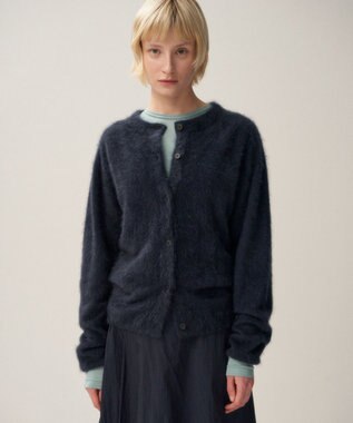 ATON ROYAL CASHMERE FUR | クルーネックカーディガン NAVY