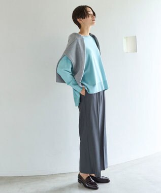 UNFILO イージーケア ワイドパンツ チャコールグレー