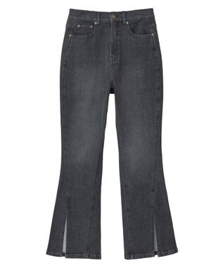 Green Parks ・ＳＵＧＡＲ　ＳＰＯＯＮ　デニムスリットフレアパンツ Black