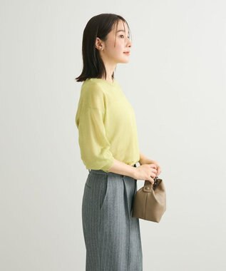 Green Parks ２ｗａｙ　７分袖ブライトシアーニットプルオーバー Green