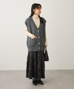 CRAFT STANDARD BOUTIQUE レザーライクギャザースカート Black