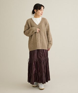 CRAFT STANDARD BOUTIQUE レザーライクギャザースカート Black