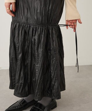 CRAFT STANDARD BOUTIQUE レザーライクギャザースカート Black