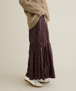 CRAFT STANDARD BOUTIQUE レザーライクギャザースカート Black