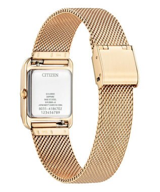 CITIZEN 【光発電エコ・ドライブ】ハンサムなスクエアケース 替えバンド付き ウォームゴールド レッド ウォームゴールド