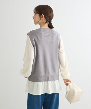 Green Parks 布帛ドッキングニットチュニック Gray Mixture