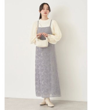 earth music&ecology フラワージャガードキャミワンピース Gray