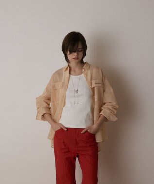 GRACE CONTINENTAL メッシュオーバーシャツ ピンク