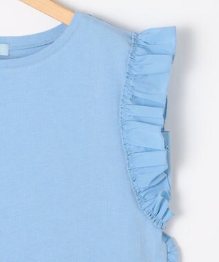 組曲 L Jazzy-Jersey フリル袖Ｔシャツ ブルー系