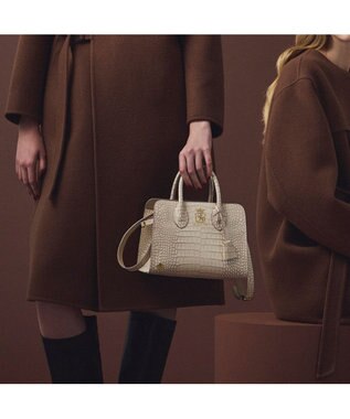 A.D.M.J. 【牛革】クロコ型押しサイドバックルトート25cm(ショルダーストラップ付)