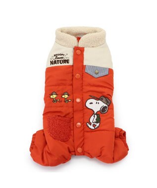 PET PARADISE スヌーピー 遠赤外線 綿入れつなぎ 小型犬 オレンジ