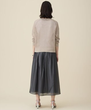 自由区 L リネンミドルゲージメッシュ ニット ベージュラメ