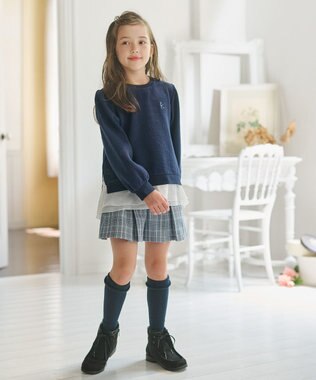 組曲 KIDS 【110-140㎝】グレンチェック キュロット サックスブルー