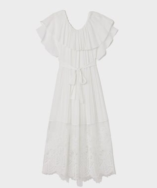 GRACE CONTINENTAL ラッフルレース切替マキシ ホワイト