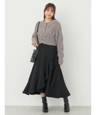 earth music&ecology ｍｉｘケーブルカーディガン Gray Beige