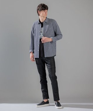 JOSEPH HOMME トライジャガード ストライプ ストレッチ    レギュラーカラーシャツ ブラック系1