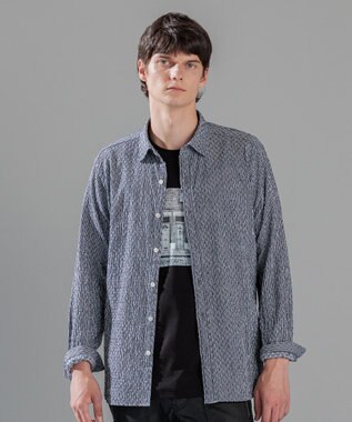 JOSEPH HOMME トライジャガード ストライプ ストレッチ    レギュラーカラーシャツ ブラック系1