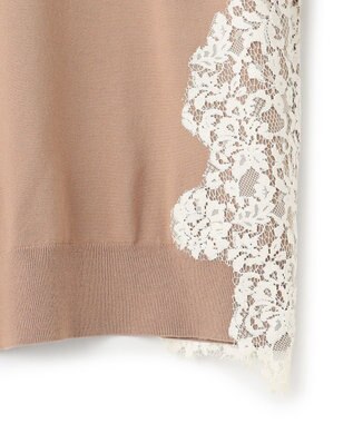 BEIGE， 【ご好評により新色追加！洗える】WILLOW / アシンメトリーレースクルーネックニット Milk tea×Ecru