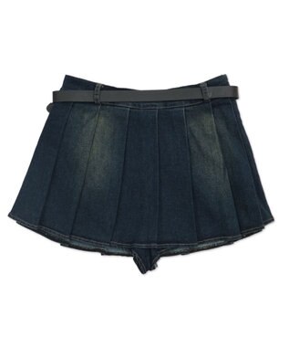 WEGO プリーツブラストミニスカパン デニム中濃色