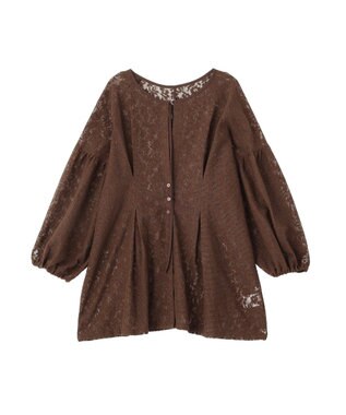Green Parks メッシュレースタック入りプルオーバー Brown