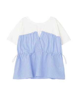 Green Parks ビスチェドッキングカットプルオーバー Stripe Blue