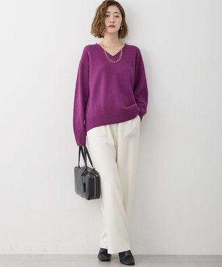 23区 【見上愛さんコラボカラー/VERY掲載】カシミヤブレンド Vネック ニット [見上愛さんコラボカラー]パープル系